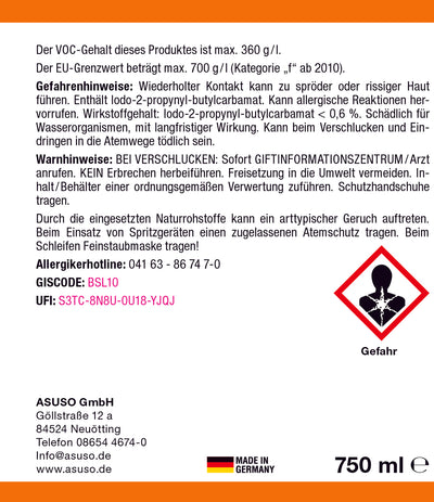 Asuso Holzimprägnieröl farblos - Biozidkonform 2025